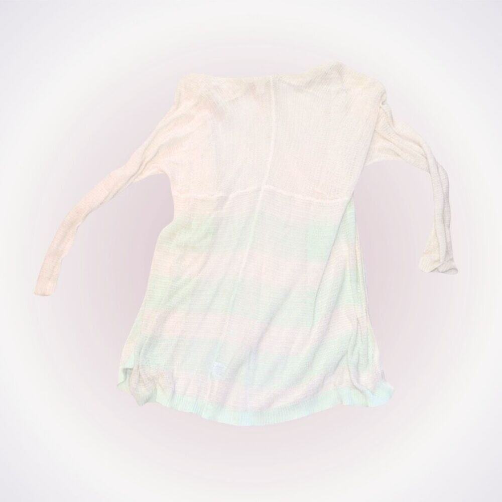 Wild Pearl White and Green Striped Knit Cardigan | Sz S